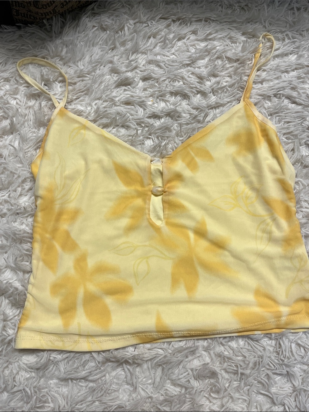 Pink Rose Yellow Floral Ring-Front Cami